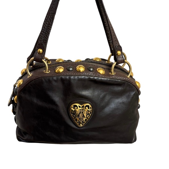 Gucci 209600 hysteria babouska brown leather dome satchel with gold heart RARE - Picture 1 of 15